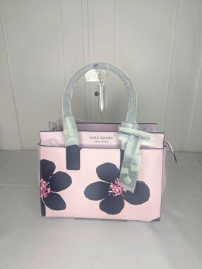 Kate Spade Cameron Grand Flora Pink Blue Flower Medium Satchel Purse NWT